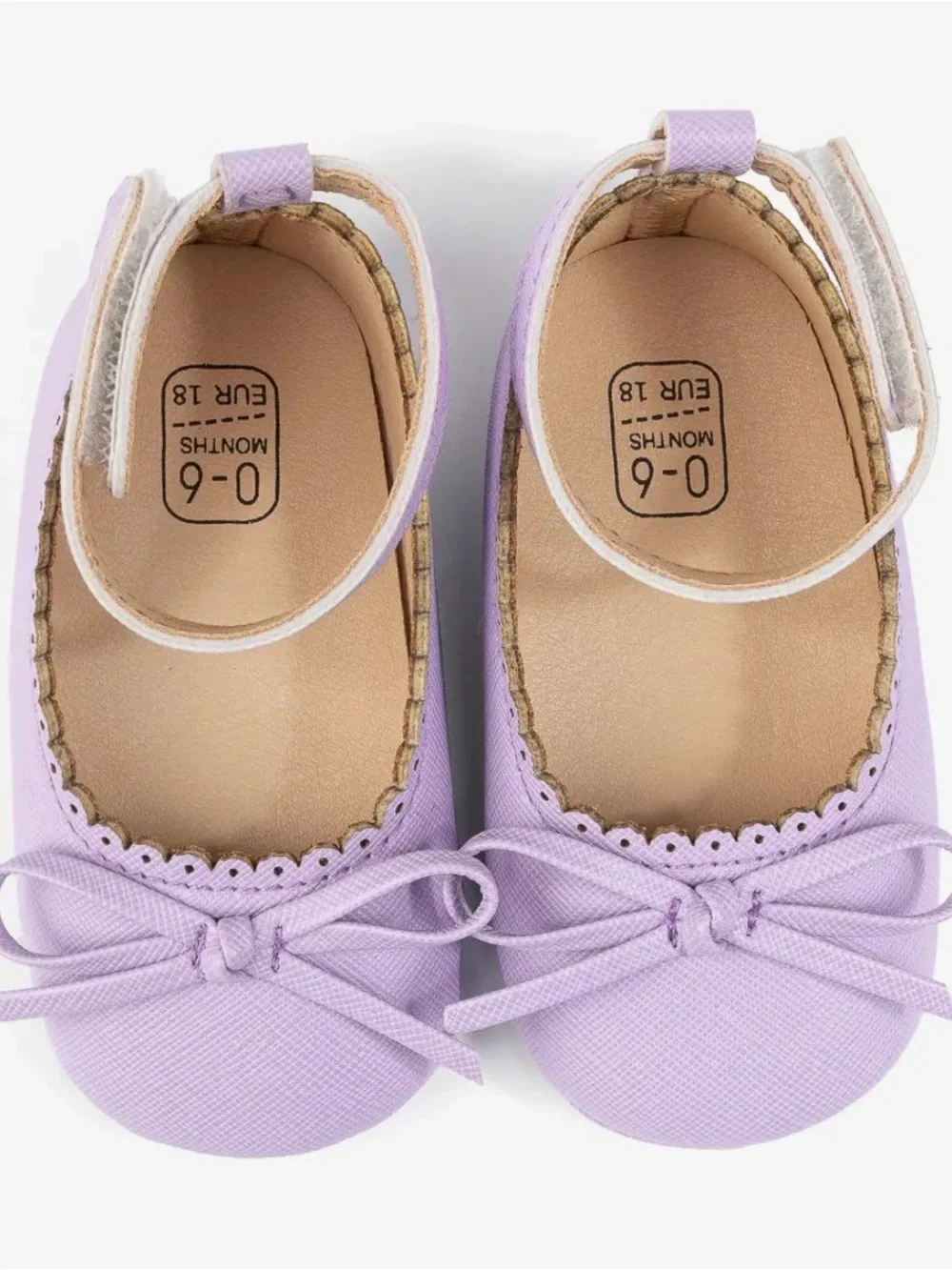 Lavender Front Bow Baby Shoes